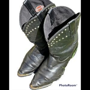 HARLEY-DAVIDSON Vintage women’s size 8 black leather steel toe cowboy boots